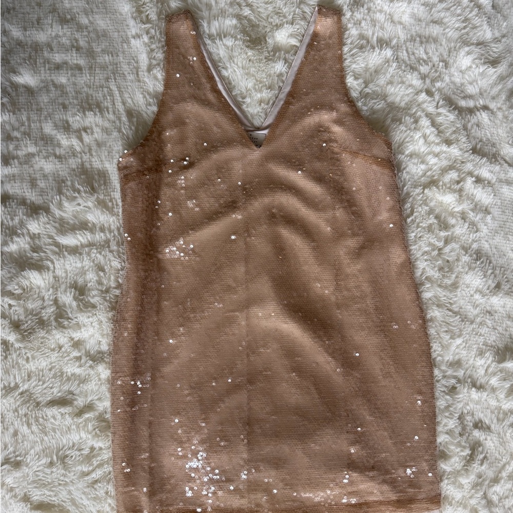 a new day Rose Gold Sequin V-Neck Mini Dress